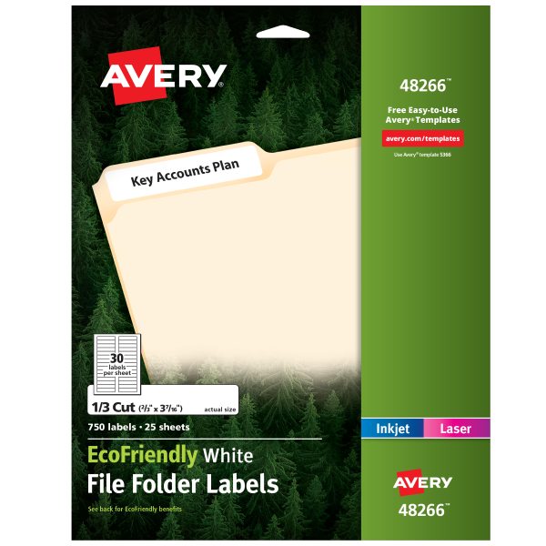 EcoFriendly File Folder Labels, 2/3" x 3-7/16"